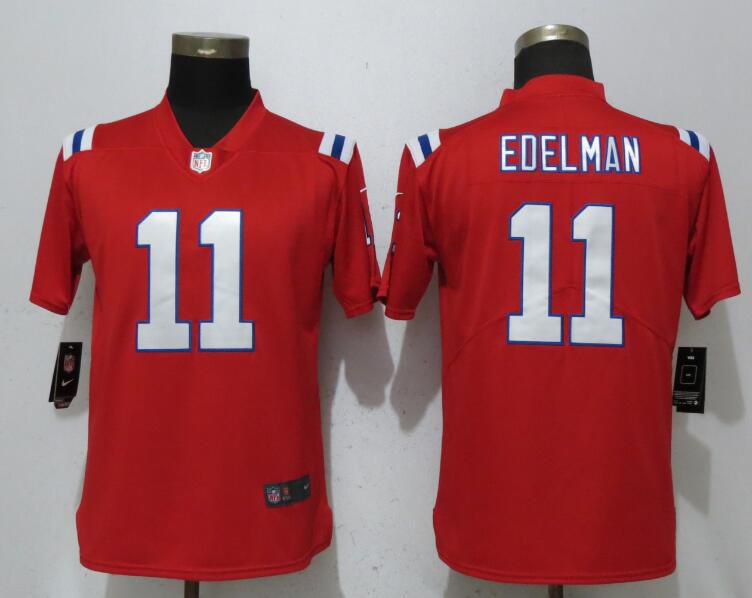 Women New England Patriots #11 Edelman Red Vapor Untouchable Player Nike Limited NFL Jerseys